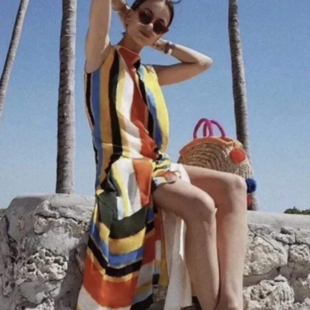 NWOT TORY BURCH Bettina Striped Silk Midi Dress M $698